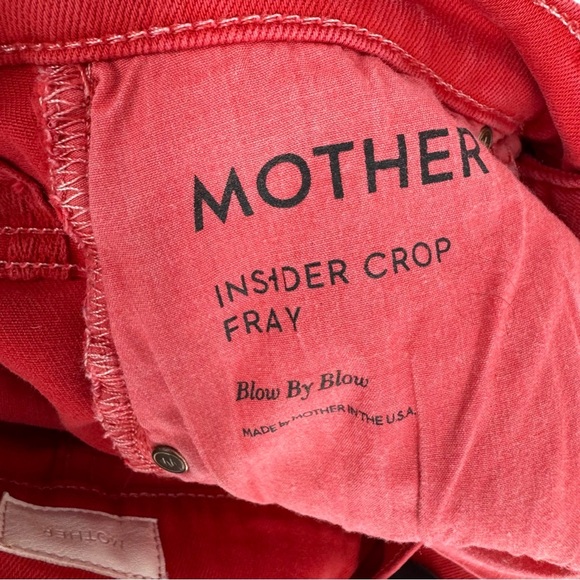 Mother Denim Insider Crop Fray Jeans in Red - Picture 4 of 5